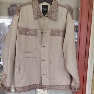 Gucci Print Tan and Brown Denim Jacket!